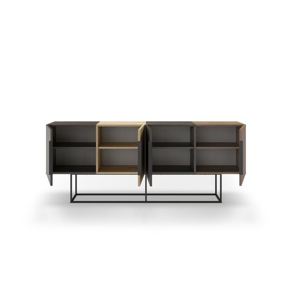 Brązowa niska komoda w dekorze dębu 200x80 cm Titan – Marckeric-image-3
