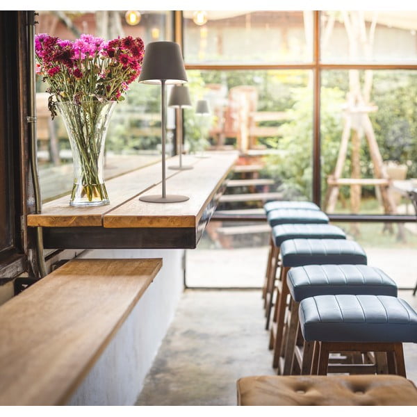 Szara lampa stołowa LED z metalowym kloszem, ściemniaczem i czujnikiem ruchu (wys. 38 cm) Consenza – Fischer & Honsel-image-1