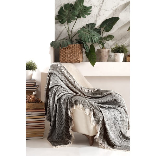 Czarna/beżowa narzuta 170x210 cm Etnik – Mijolnir-image-1