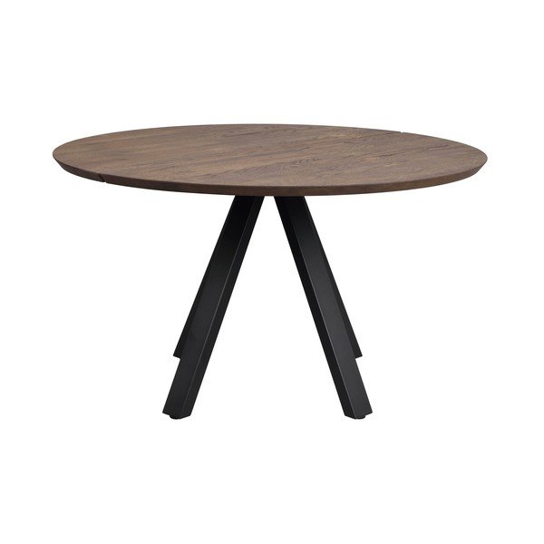 Ciemnobrązowy okrągły stół z blatem z drewna dębowego ø 130 cm Carradale – Rowico-image-2