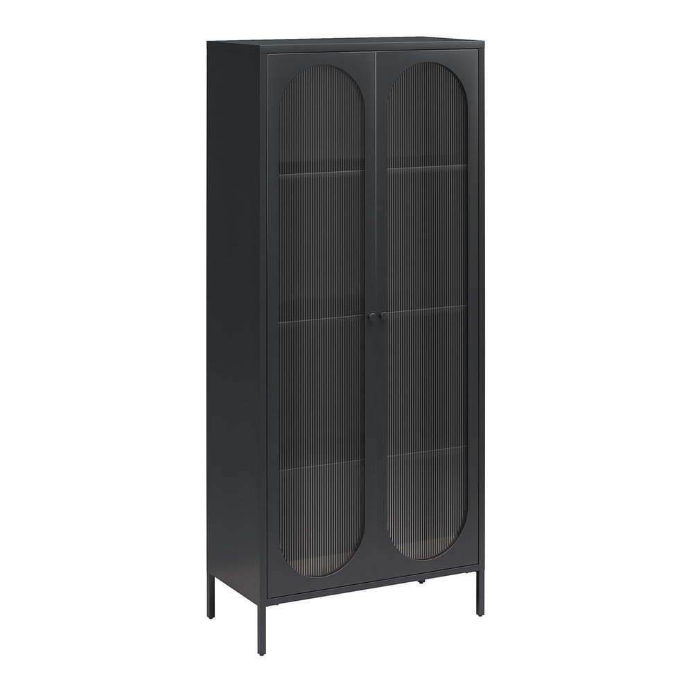Czarna metalowa witryna 80x186x40 cm Luna – Støraa (zdjęcie 5)