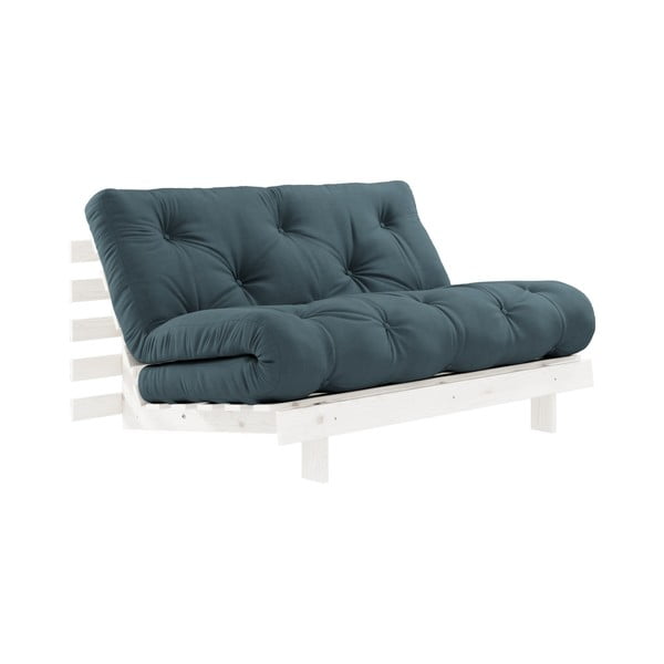 Sofa rozkładana z niebieskozielonym obiciem Karup Design Roots White/Petrol Blue