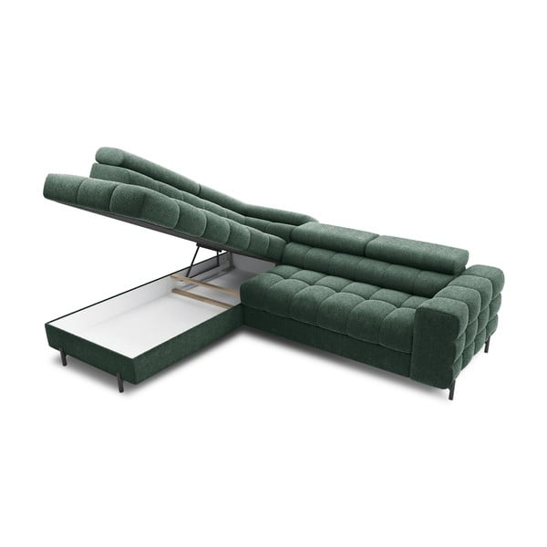 Zielony rozkładany/ze schowkiem narożnik z materiału bouclé (lewostronny/w kształcie litery L) Ferucce – ELTAP-image-4