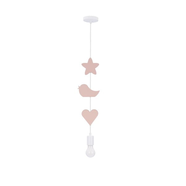 Biało-różowa lampa dziecięca z metalowym kloszem Single – Candellux Lighting