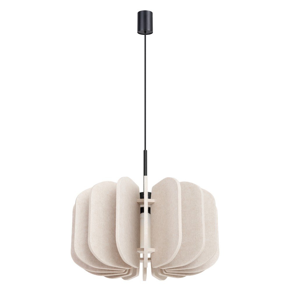 Beżowa metalowa lampa wisząca z tekstylnym kloszem ø 45 cm Elom – Sollux
