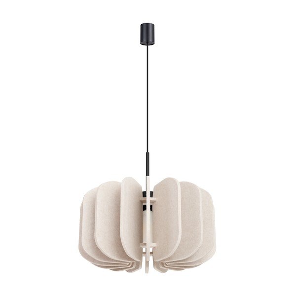 Beżowa metalowa lampa wisząca z tekstylnym kloszem ø 45 cm Elom – Sollux