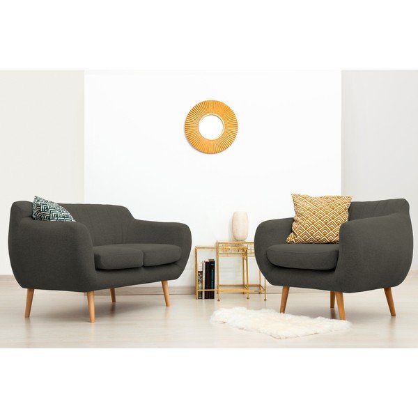 Ciemnoszary fotel z naturalnymi nóżkami Vivonita Kennet-image-1