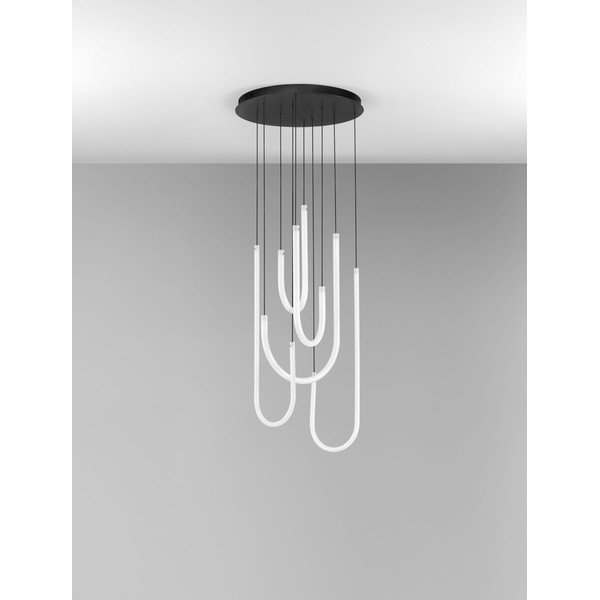 Biała/w kolorze matowej czerni stalowa lampa wisząca LED ze ściemniaczem z kloszem ze szkła akrylowego ø 50 cm Topaz – Nova Luce-image-4