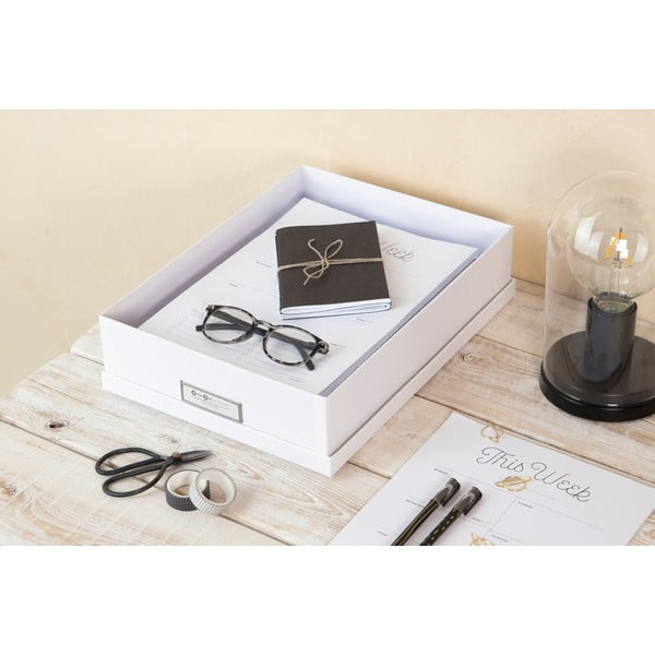 Białe pudełko na dokumenty z etykietą Bigso Box of Sweden Oskar, A4-image-2