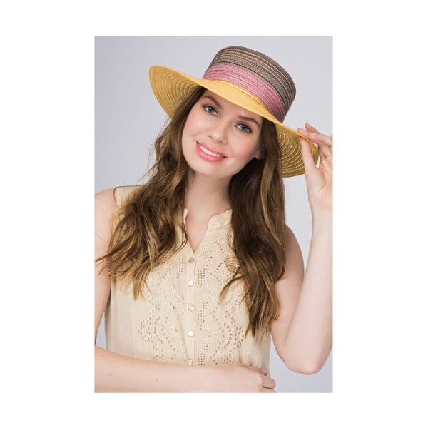 Żółto-różowy kapelusz damski z czystej bawełny NW Smile