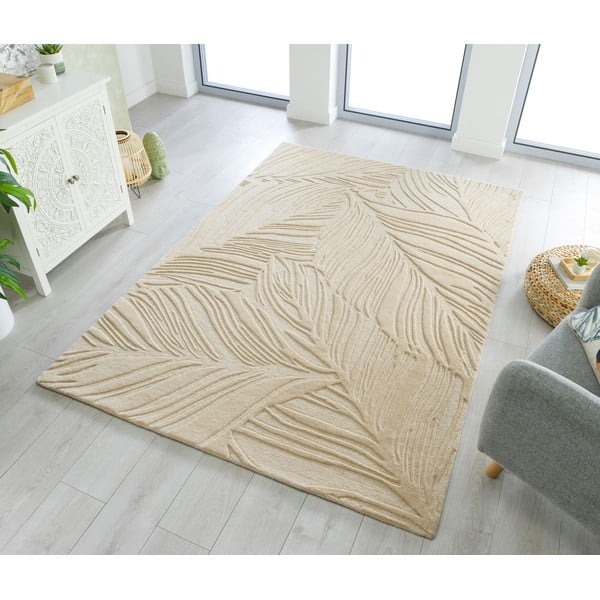 Beżowy dywan wełniany Flair Rugs Lino Leaf, 120x170 cm-image-1