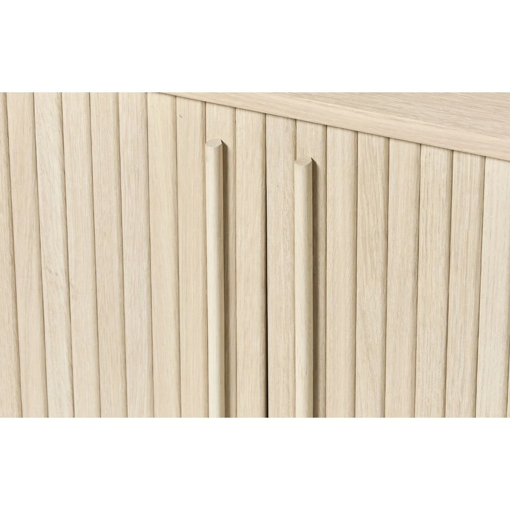 Komoda w dekorze dębu z drzwiami przesuwnymi w naturalnym kolorze 140x76x45 cm Meta – Unique Furniture (zdjęcie 3)