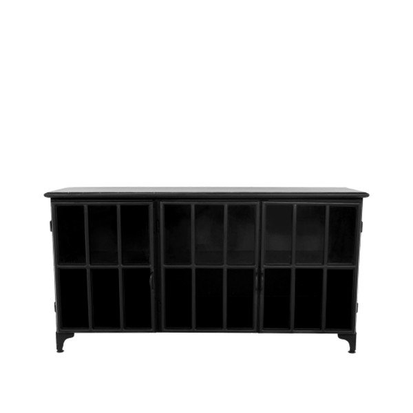 Czarna komoda ze szkła i metalu HSM collection Manhattan-image-4