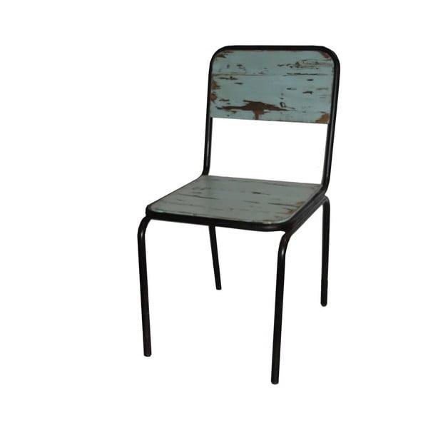 Niebieskie krzesło z litego drewna jodłowego Industrial – Antic Line