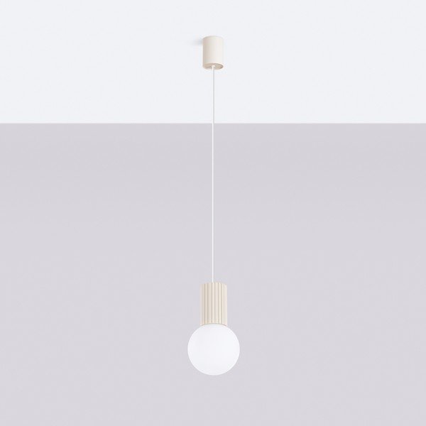 Kremowa lampa wisząca ze szklanym kloszem ø 12 cm Orbital – Sollux-image-4