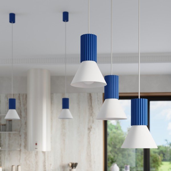 Niebieska metalowa lampa wisząca ø 30 cm Niru – Sollux-image-1