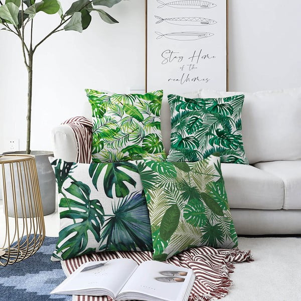 Zestaw 4 poszewek na poduszki Minimalist Cushion Covers Summer Jungle, 55x55 cm