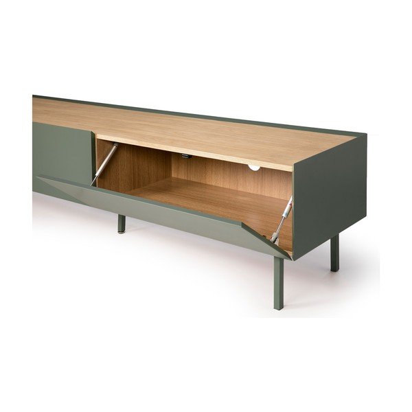 Zielono-naturalna szafka pod TV w dekorze dębu 180x45 cm Arista – Teulat-image-4