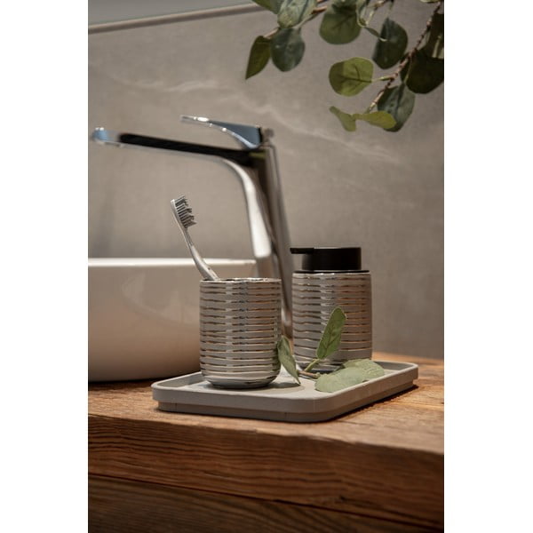 Ceramiczny kubek na szczoteczki do zębów w kolorze srebra Vilalba – Wenko-image-3