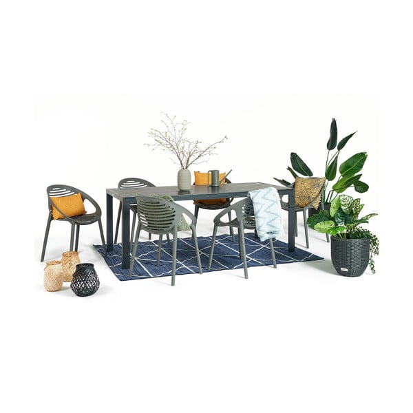 Zestaw ogrodowy dla 6 osób z szarymi krzesłami Joanna i stołem Viking, 90x205 cm-image-2