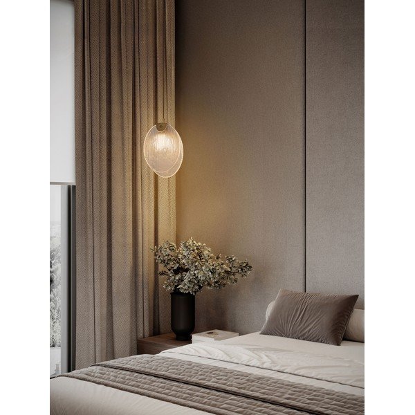 Stalowa lampa wisząca LED w kolorze mosiądzu ze szklanym kloszem Shelina – Nova Luce-image-1