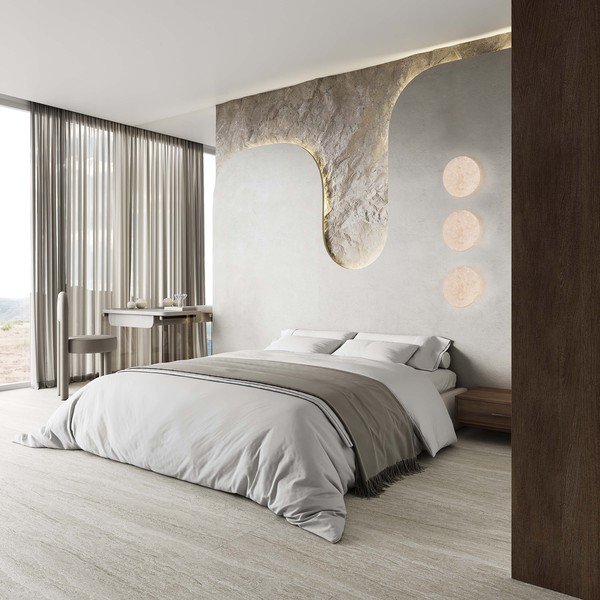 Kamienny kinkiet LED ze ściemniaczem w matowym białym kolorze Bobbin – Trio Select-image-1