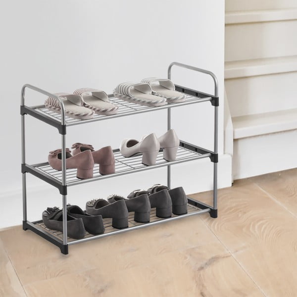 Srebrny metalowy regał na buty – Orion-image-1