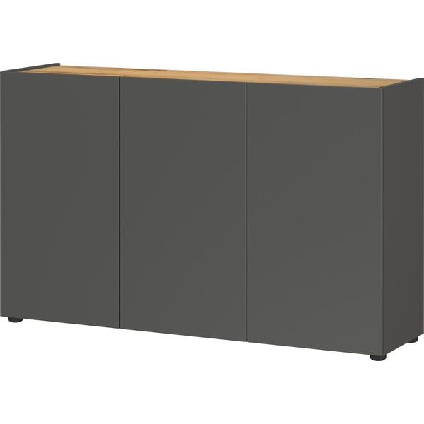 Antracytowa szafka w dekorze dębu 120x76x34 cm Adrano – Germania-image-3