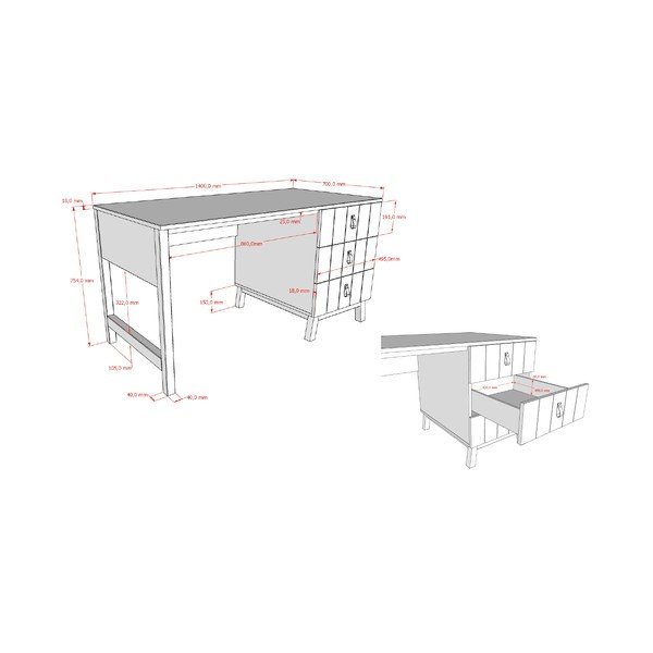 Biurko dziecięce 70x140 cm Sezane – Vipack-image-2