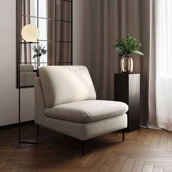 Beżowy fotel z tkaniny szenilowej Belle – Rodier-image-1