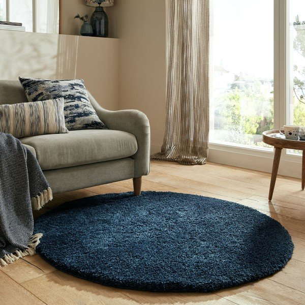 Ciemnoniebieski okrągły dywan ø 133 cm – Flair Rugs-image-1