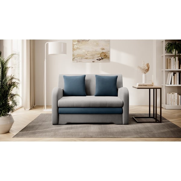 Niebieska/jasnoszara aksamitna rozkładana sofa 130 cm Ario – ELTAP-image-1