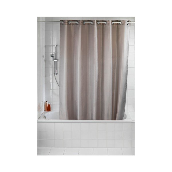 Szarobeżowa zasłona prysznicowa z warstwą przeciw pleśni Wenko Comfort Flex, 180x200 cm-image-1