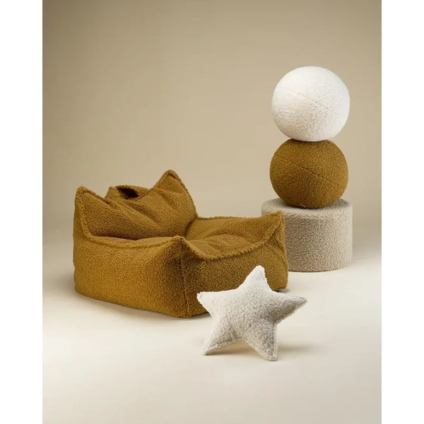 Brązowa poduszka na sofę dziecięcą z materiału bouclé Ball – Wigiwama-image-2