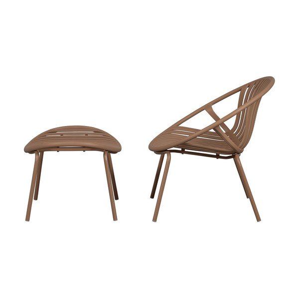 Różowy plastikowy fotel ogrodowy z podnóżkiem Bruce – WOOOD-image-2