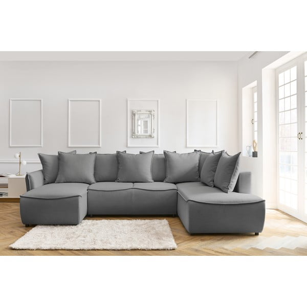 Jasnoszary rozkładany narożnik (prawostronny) Leon – Bobochic Paris-image-1