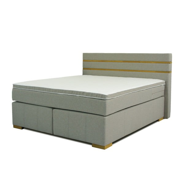 Szare 2-osobowe łóżko kontynentalne Sinkro Victoria, 180x200 cm