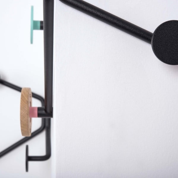 Czarny narożny wieszak ścienny z różowym elementem Gazzda Hook-image-3