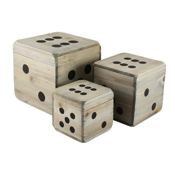 Komplet 3 drewnianych pudełek Play