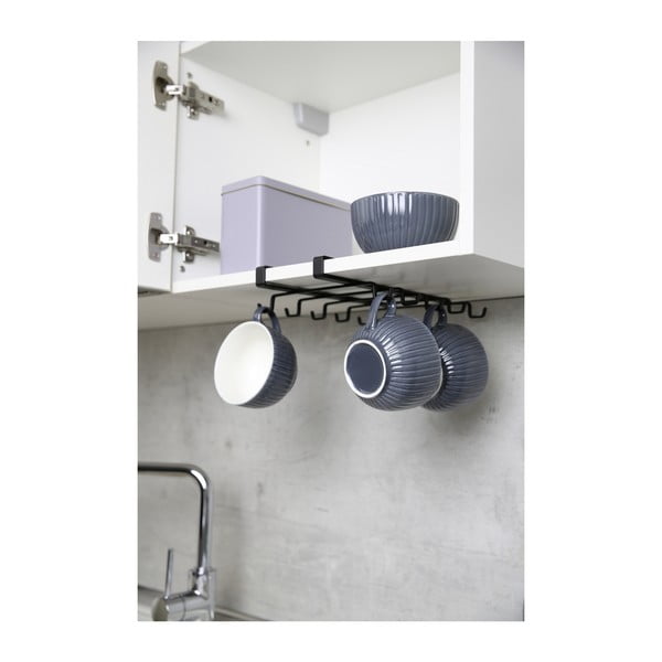 Czarny dwurzędowy wieszak na 8 kubków pod półkę Wenko-image-1