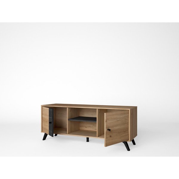 Czarna szafka pod TV w dekorze dębu 136x53 cm Natura – Marckeric-image-1