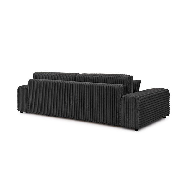Ciemnoszara sztruksowa rozkładana sofa ze schowkiem 260 cm Justin  – Ropez-image-2