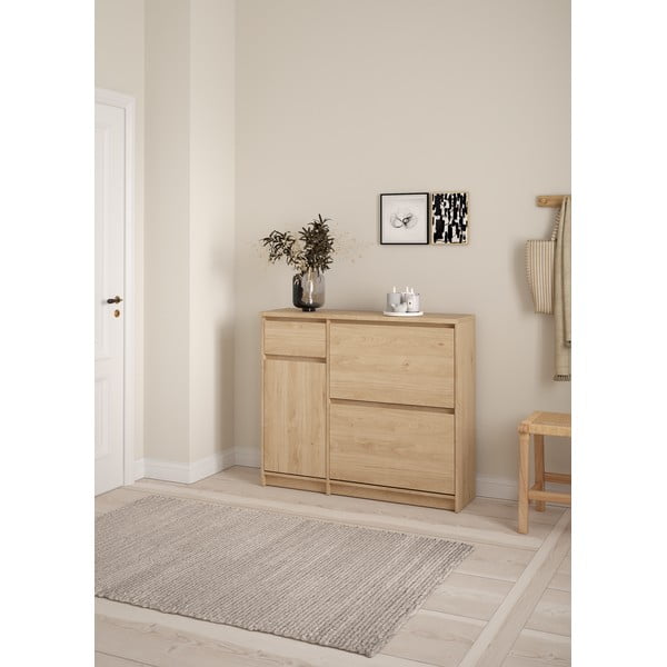 Uchylna szafka na buty w dekorze dębu w naturalnym kolorze 109x93x32 cm Naia – Tvilum-image-2