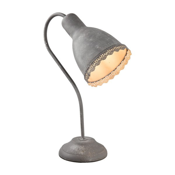 Ciemnoszara lampa stołowa Clayre & Eef, wys. 38 cm