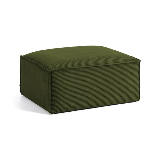 Zielony sztruksowy podnóżek Blok – Kave Home-image-2