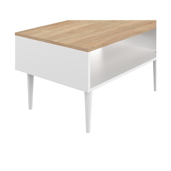 Biały stolik z blatem w dekorze dębu 80x47 cm Horizon – TemaHome -image-4