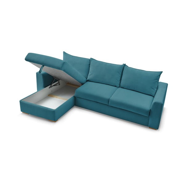 Niebieski sztruksowy rozkładany narożnik (strona zmienna) Augustin – Bobochic Paris-image-4