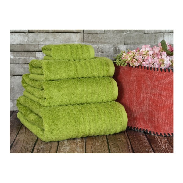 Limonkowy ręcznik Irya Home Wellas Bamboo, 70x130 cm