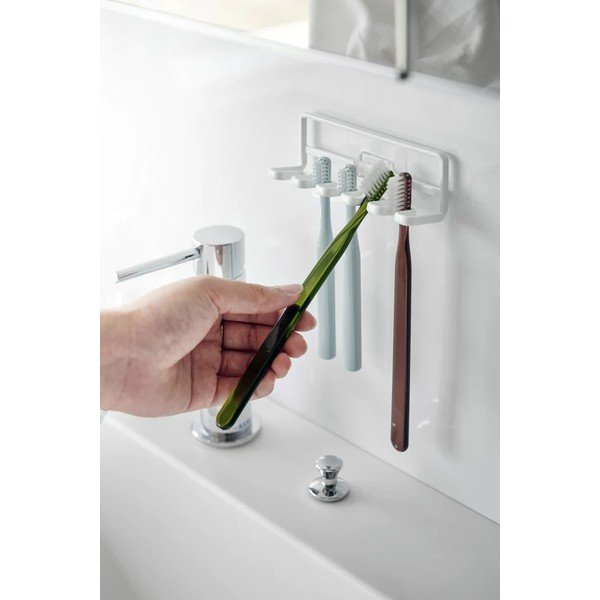 Biały samoprzylepny metalowy uchwyt na szczoteczki do zębów Film Hook – YAMAZAKI-image-2