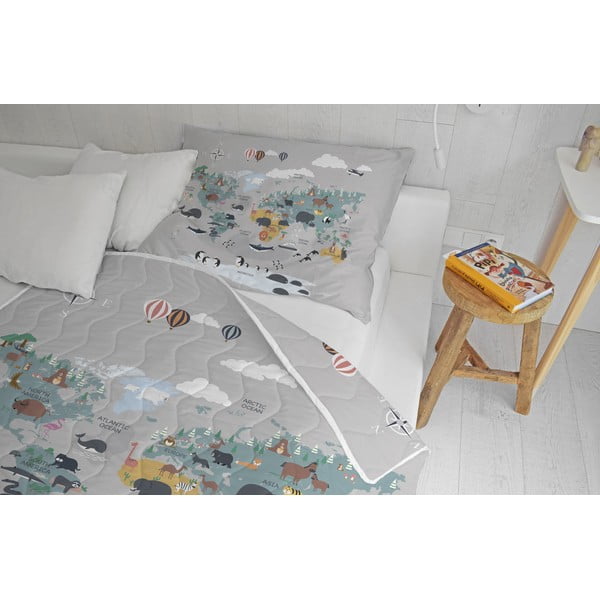 Zestaw pikowanego koca i poszewki na poduszkę z satyny bawełnianej 140x200 cm – Butter Kings-image-1